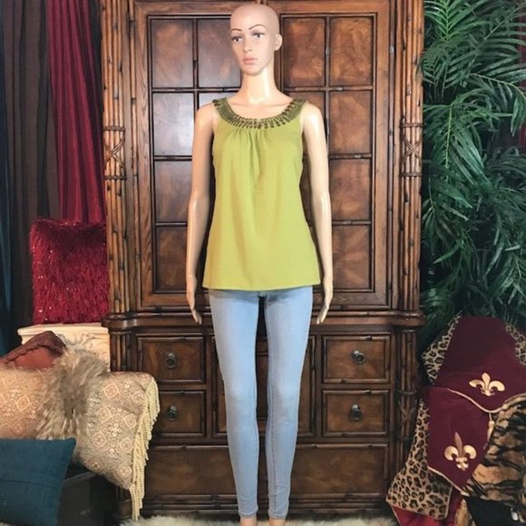 Anne Klein Roman Citrine Matte Bronze Sequin Pima Cotton/Modal Swing Tank - Picture 3 of 11